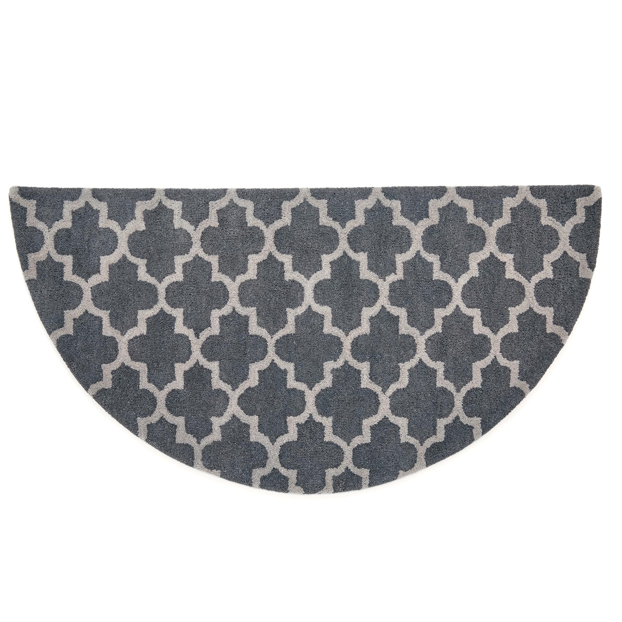 Tapis gris touffeté main Uniflame anti sol froid en laine naturelle
