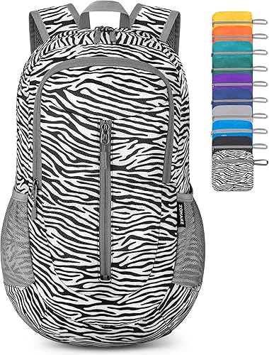 Miniatura 21 de ZOMAKE Mochila ultraligera plegable de 25 L, mochilas de senderismo plegables resistentes al agua, pequeña mochila plegable para viajes (Azul Azul