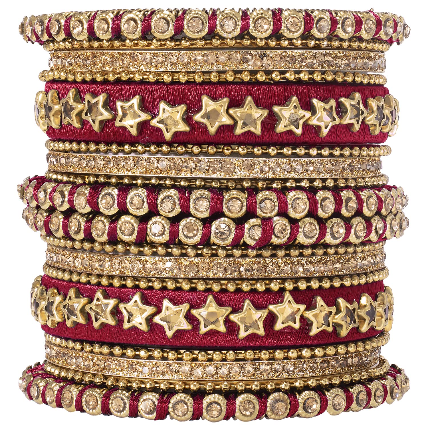 Peora Red Silk Thread Crystal Studded Star Design Bangle Chuda Chura Set Jewellery for Women Girls Navratri Gift (B09Q96B9QY) Amazon Price History, Amazon Price Tracker