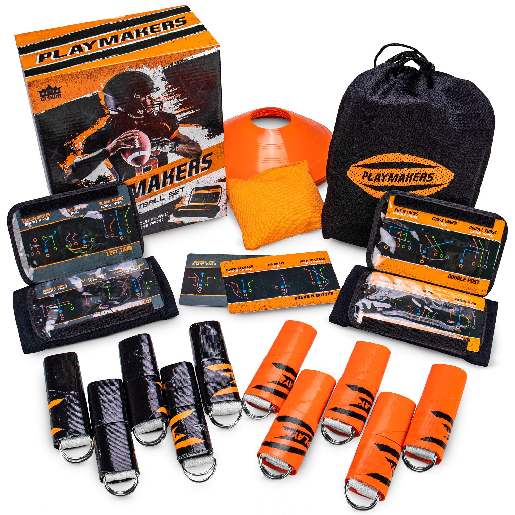 Playmakers Flag Football Set: Call Plays Like the Pros – Includes 2 Teams of 5 Flags, 2 QB Wristband
