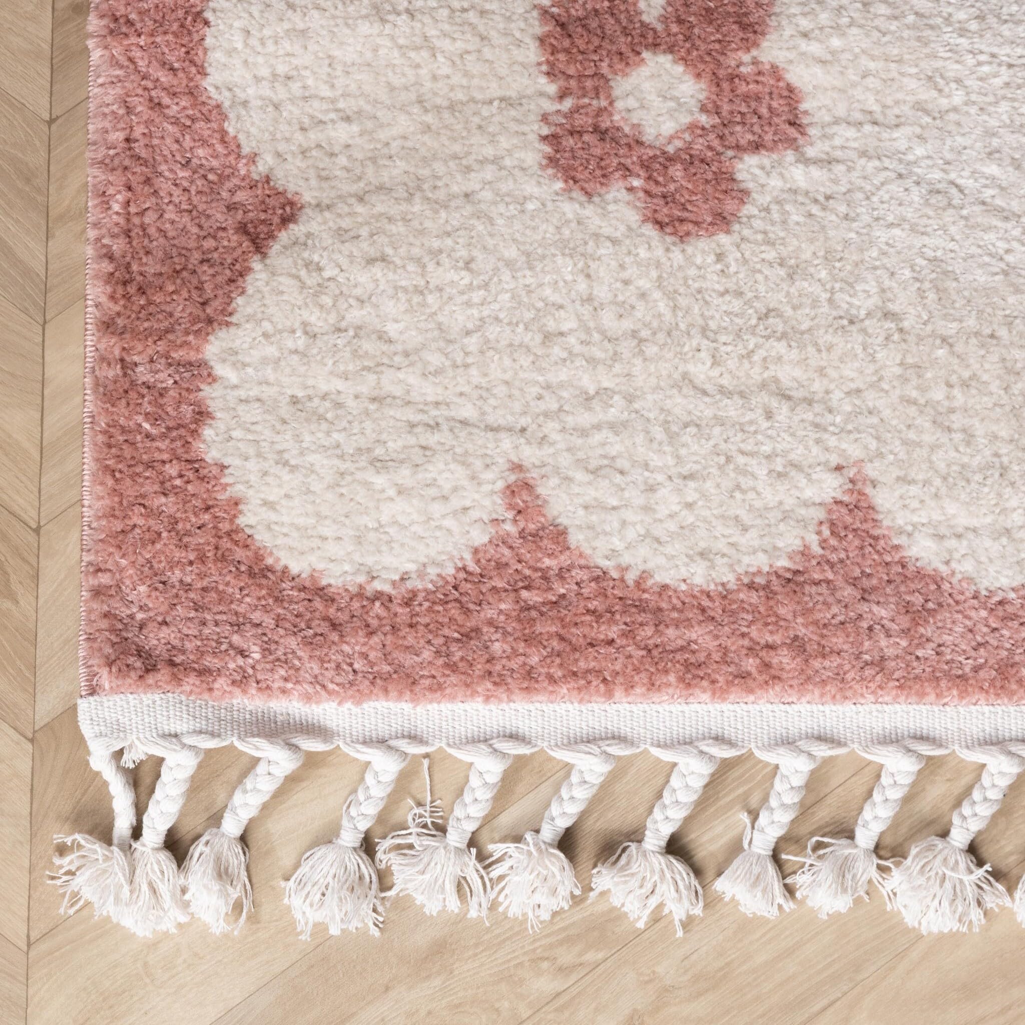 Tapis Lavable pour Enfant - Moos Flower Rose - 140x200 cm - Garçon et Fille - Lavable en Machine - Chambre Bebe - Rectangulaire