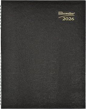 Brownline 2026 CoilProTM Monthly Planner, 14 Months, December 2025 to January 2027, Twin-Wire Binding, 11" x 8.5", Black CB1262C.BLK-26
