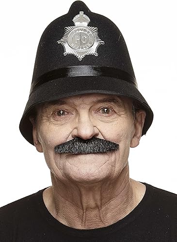 Miniatura 2 de Mustaches Bigote falso autoadhesivo, novedad, pelo facial falso de policía, accesorio de disfraz para adultos, color negro brillante