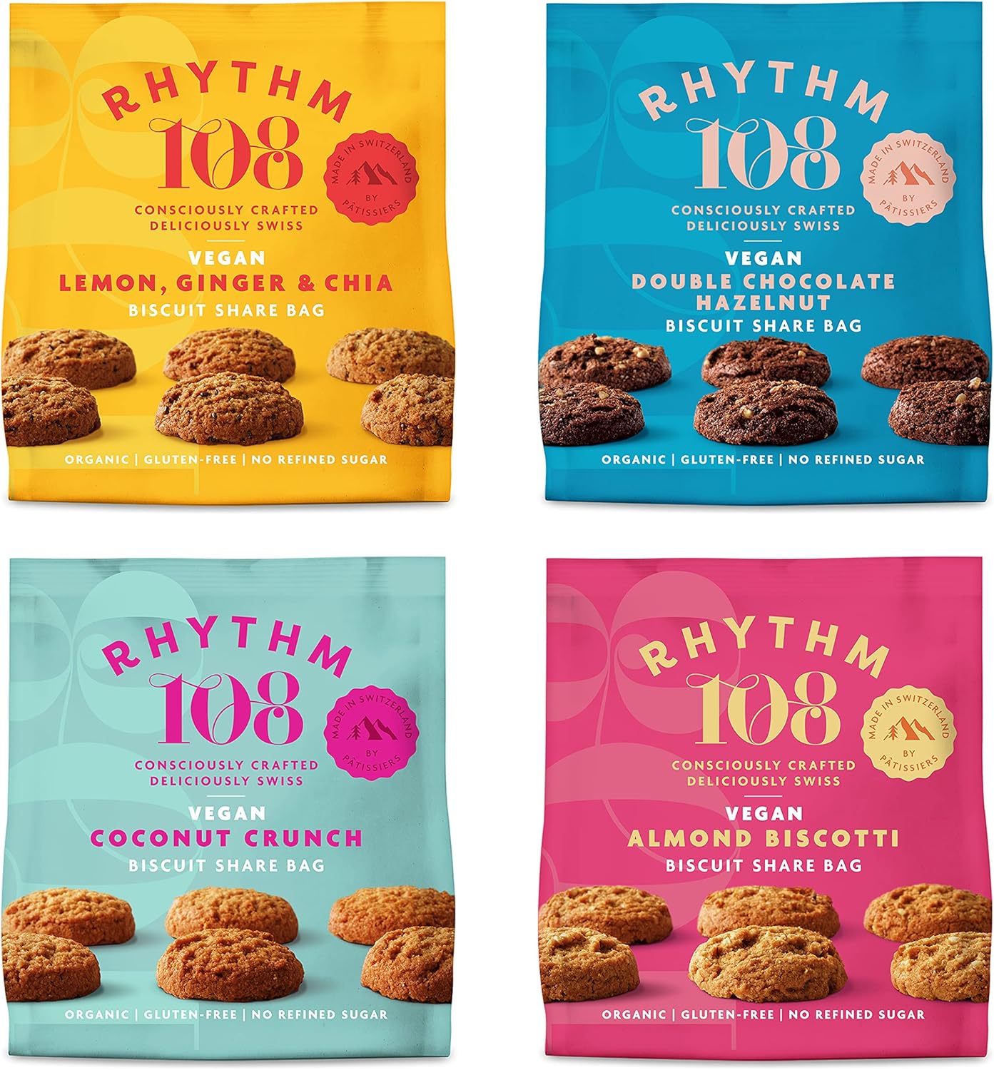 Rhythm 108 Organic Vegan Gluten & Dairy Free Tea Biscuits Share Bag