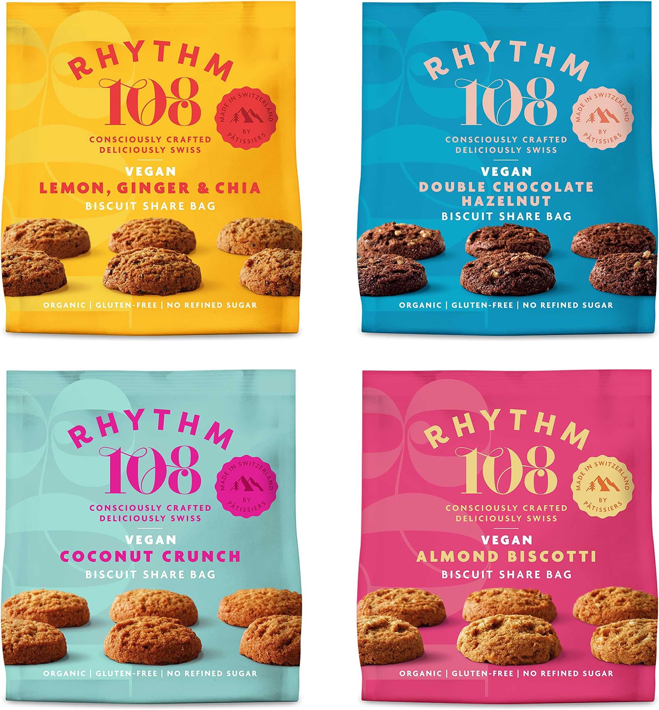 Burxoe 108 Organic Vegan Gluten & Dairy Free Tea Biscuits Share Bag Mixed Case