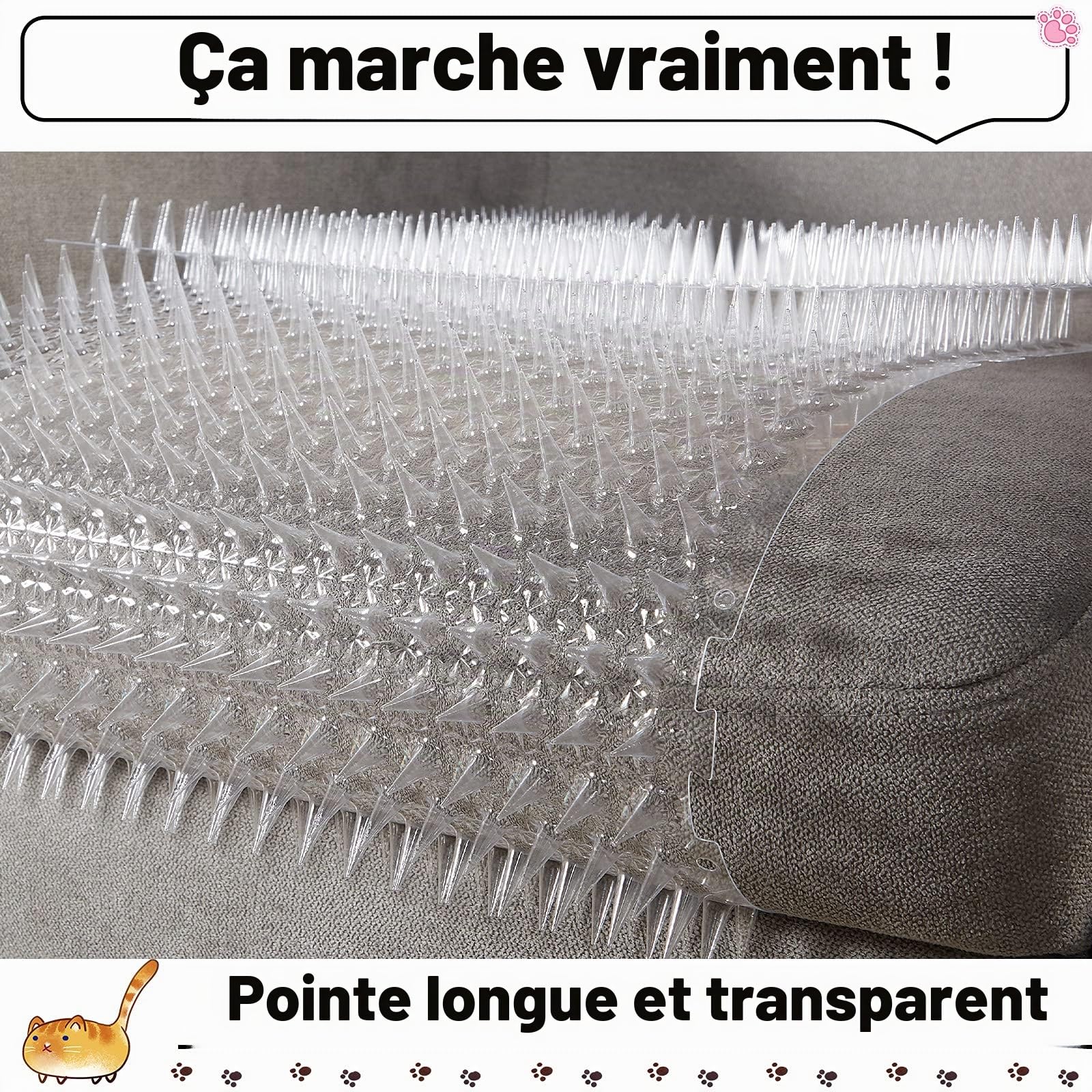 12 Pièces Tapis d'Extérieur Répulsif pour Chats Chats Chiens Tapis en Plastique avec des Pointes Tapis pour Animaux de Compagnie Dissuasif à Pointes Transparentes pour Canapé Fenêtre Jardin
