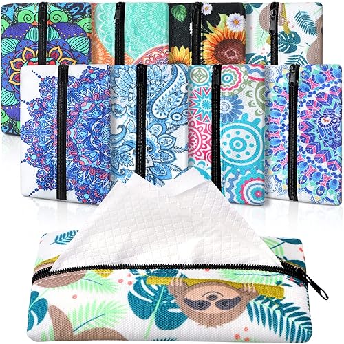 8 piezas de soporte para pañuelos de viaje, reutilizable, bolsa de tela con cremallera cerrada para monederos, bolsa de pañuelos para bolsa,