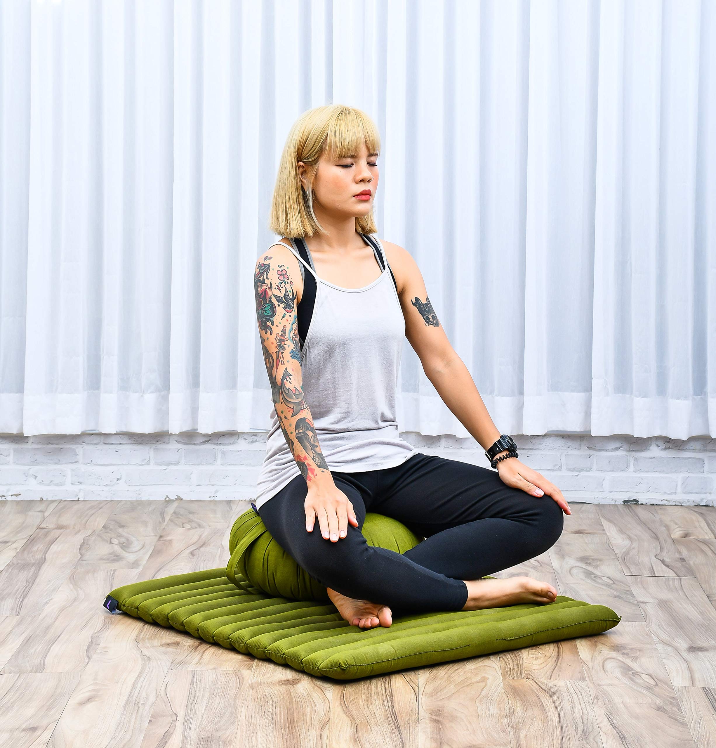 Leewadee Set Meditazione Zafu & Zabuton - Cuscino Meditazione Kapok Yoga Zen Zazen
