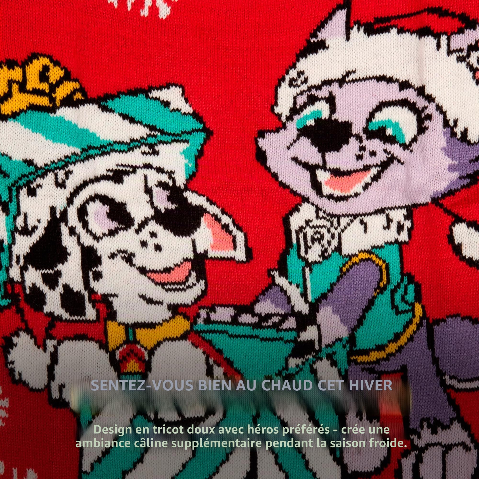 Paw Patrol Marshall et Everest Pull d'hiver en tricot pour enfant Rouge