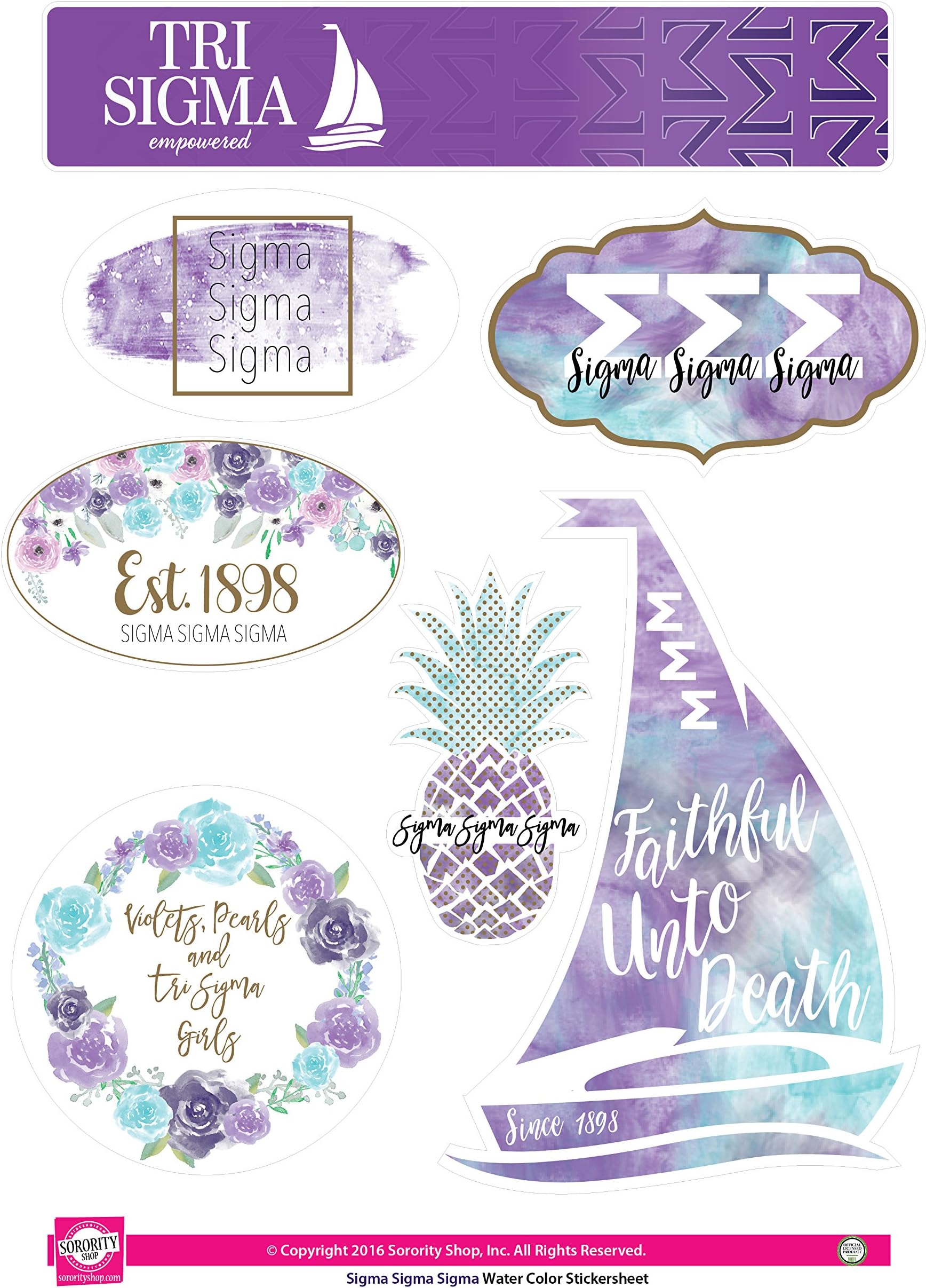 Sigma Sigma Sigma - Sticker Sheet - Watercolor Theme