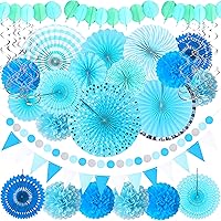 Vista 12 de Moon Boat Juego de abanicos de papel de 35 piezas - Decoración para cumpleaños, despedida de soltera, despedida de soltero, boda (color rosa)