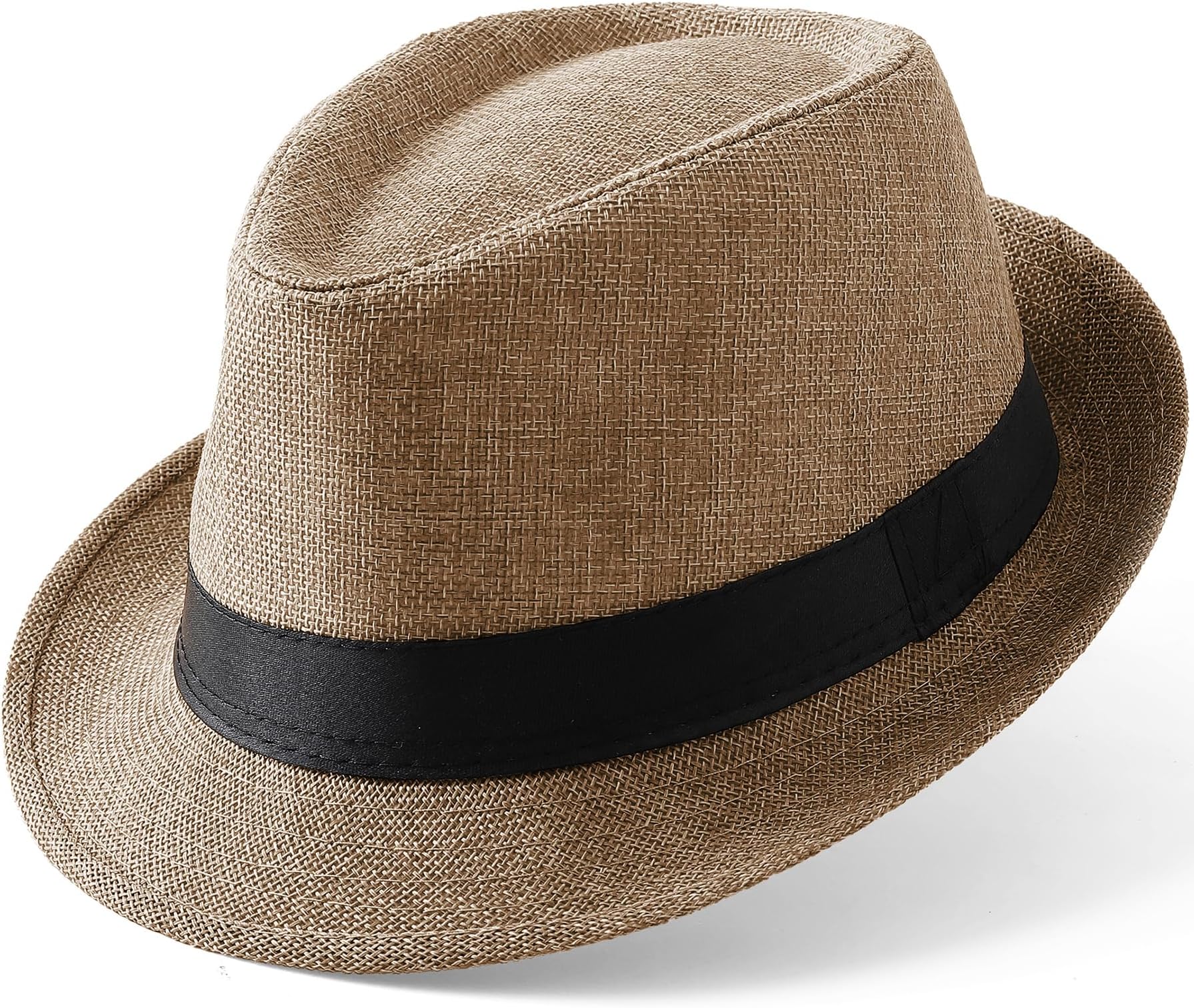 BABEYOND Men's 1920s Short Brim Trilby Fedora Hat | fedora with decorative ribbon, breathable sun hat fit for beach, hiking, daily wear, sweat-wicking lining and shape keeper