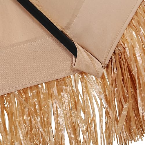 Miniatura 6 de HYD-Parts Sombrilla de patio doble de 10 pies con techo de paja para exteriores, estilo hawaiano, sombrilla Tiki con 32 luces LED solares, con