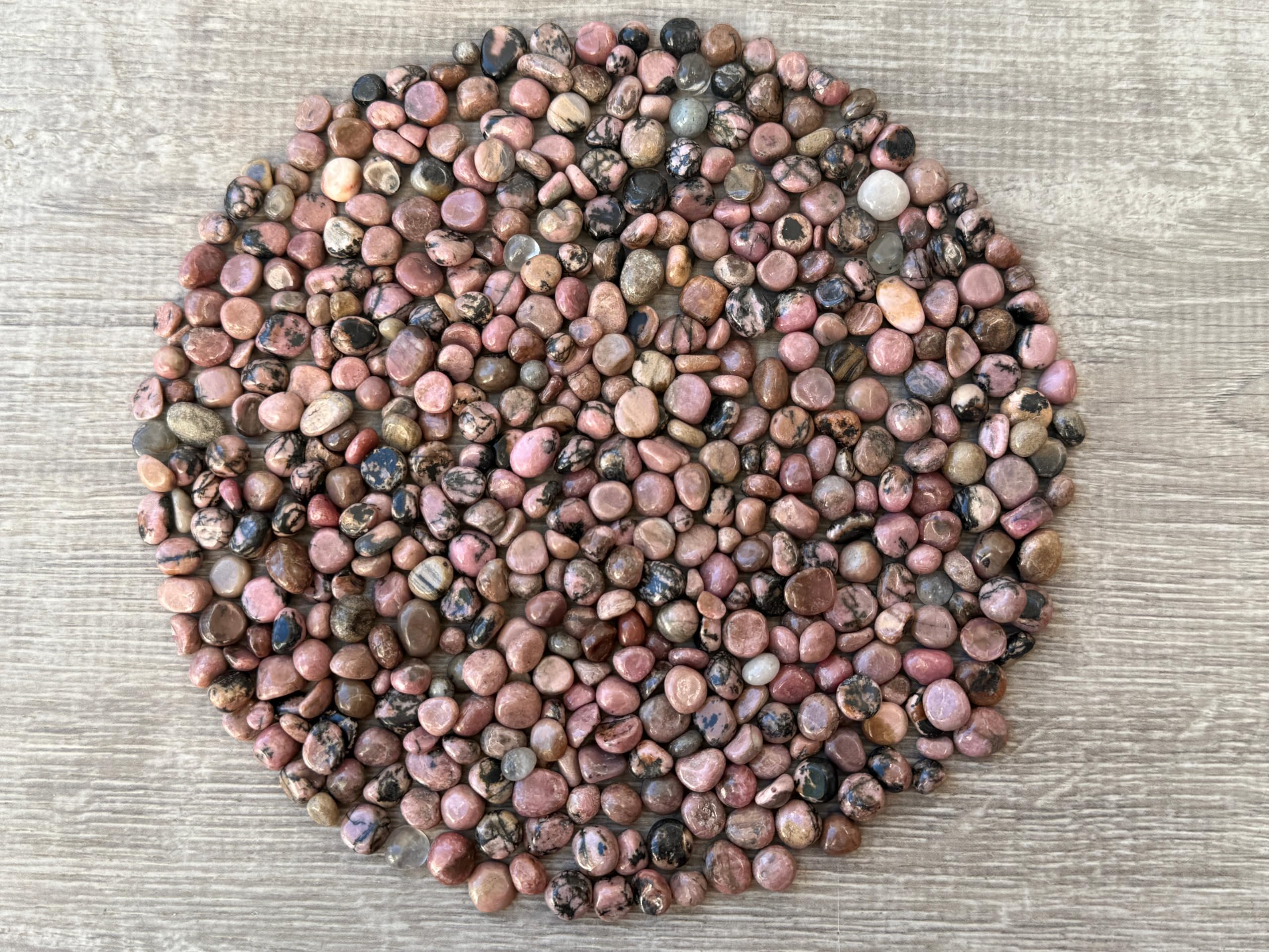 GAF TREASURES 2 oz Lot Natural Semi Tumbled Rhodonite Gemstone Chips, Crushed Mini Rhodonite Crystals, Undrilled Crystal Chips (Rhodonite)