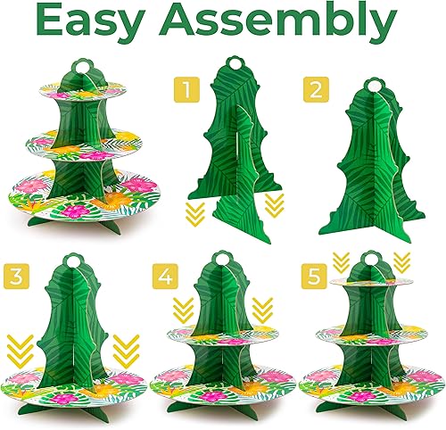 Miniatura 5 de Royal Bluebonnet Luau - Soporte para cupcakes, decoraciones hawaianas, soporte tropical para mesa, decoraciones de fiesta Luau, soporte para