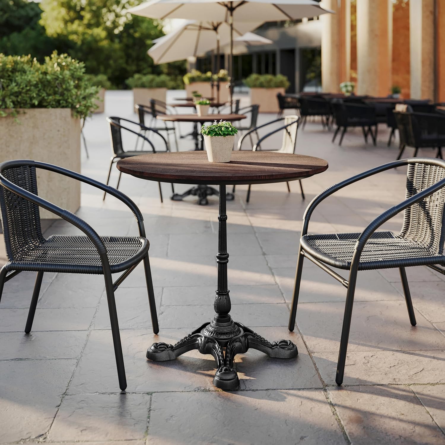 Flash Furniture Acadia 31.5" Round Dark Brown Tabletop, TopGuard HPL Seamless Edge, Scratch & Stain Resistant, All-Weather Durability, Commercial Grade