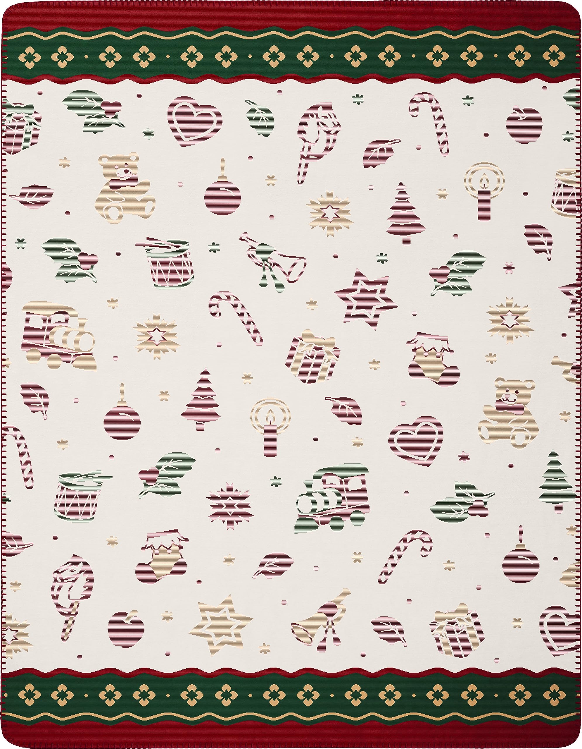 Villeroy & Boch Wohndecken Toy's Delight Rot 150x200 cm | Sofa-Decke aus Baumwollmischgewebe, Made in Germany, Wohndecke mit bunten Weihnachtsmotiven, OEKO-TEX Made in Green