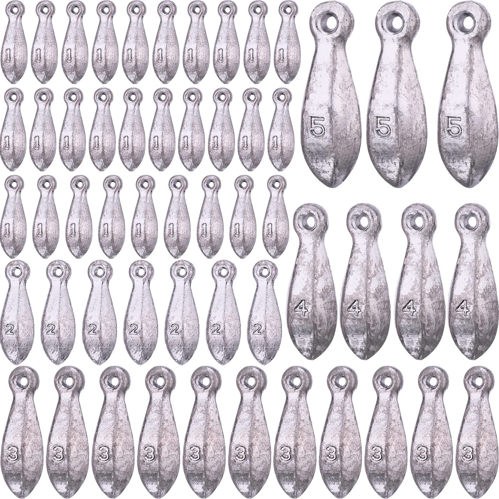 Kit de 22 piezas de pesas de pesca, plomos, plomos, plomos, plomos, plomos de pesca de agua salada, plomos de pesca de lubina en 1 onza, 2 onzas, 3 onzas, 4 onzas, 5 onzas, 6 onzas