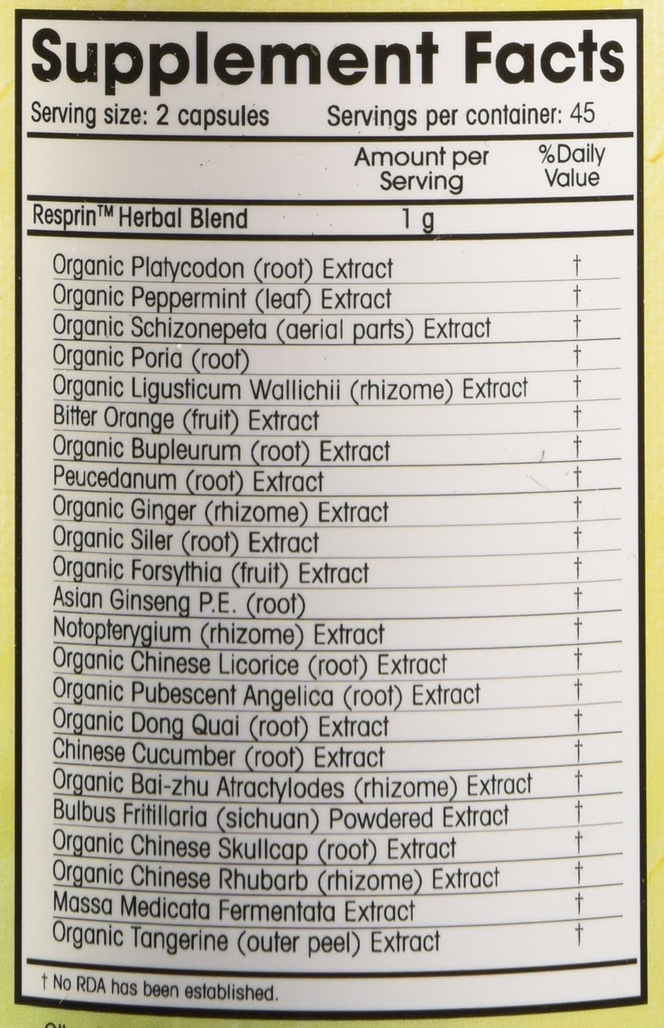 Respirin Traditional Herbal Blend for Natural Breathing Enhancement, 500mg, 90 Vegan Capsules