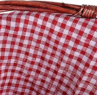 Vista 4 de KINJOEK Cesta tejida de mimbre, cesta multiusos de sauce natural con asa, forro de tela de algodón de lino de primera calidad para almacenamiento