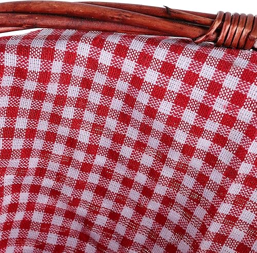 Miniatura 4 de KINJOEK Cesta tejida de mimbre, cesta multiusos de sauce natural con asa, forro de tela de algodón de lino de primera calidad para almacenamiento y