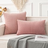 Vista 615 de UGASA - Juego de 2 fundas de almohada de terciopelo a rayas, funda decorativa para cojín con cremallera oculta para el hogar, sofá, dormitorio