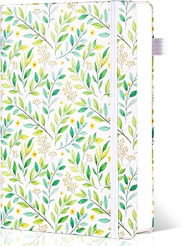 CAGIE Floral Lined Journal for Women A5 Hardcover Leather Journal Notebook with 320 Pages, 100GSM Paper, College Ruled Notebook, Journaling Notebooks for Writing, Daily Notes