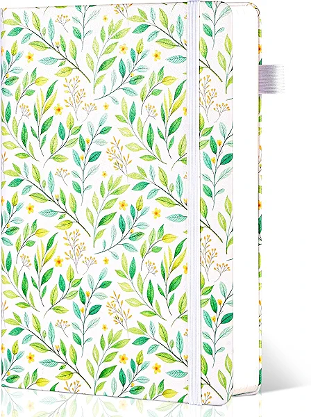 CAGIE Floral Lined Journal for Women – A5 Hardcover Leather Journal Notebook with 320 Pages, 100GSM Paper, College Ruled Notebook, Journaling Notebooks for Writing, Daily Notes