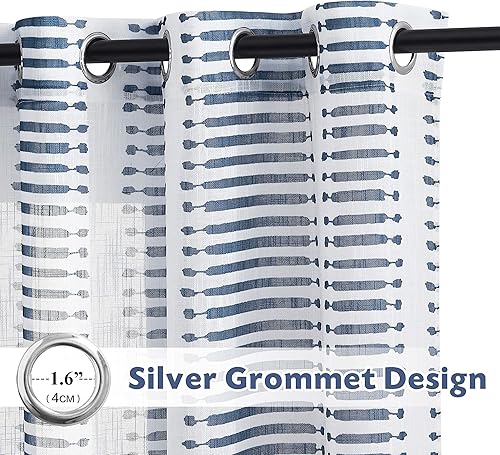 Miniatura 10 de PONY DANCE - Cortinas transparente con apariencia de lino, con ojales