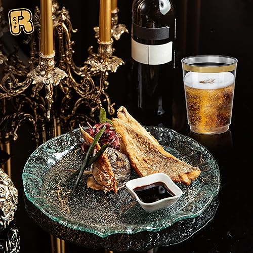 Miniatura 6 de Vasos de plástico dorados para fiesta, paquete de 100, vasos transparentes de 10 onzas, vasos desechables duros, vasos dorados de alta resistencia,