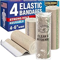 Vista 12 de Vendaje elástico de alto rendimiento, paquete de 6 (2 x 2 pulgadas, 2 x 3 pulgadas, 2 x 4 pulgadas), vendaje de compresión fuerte de cierre