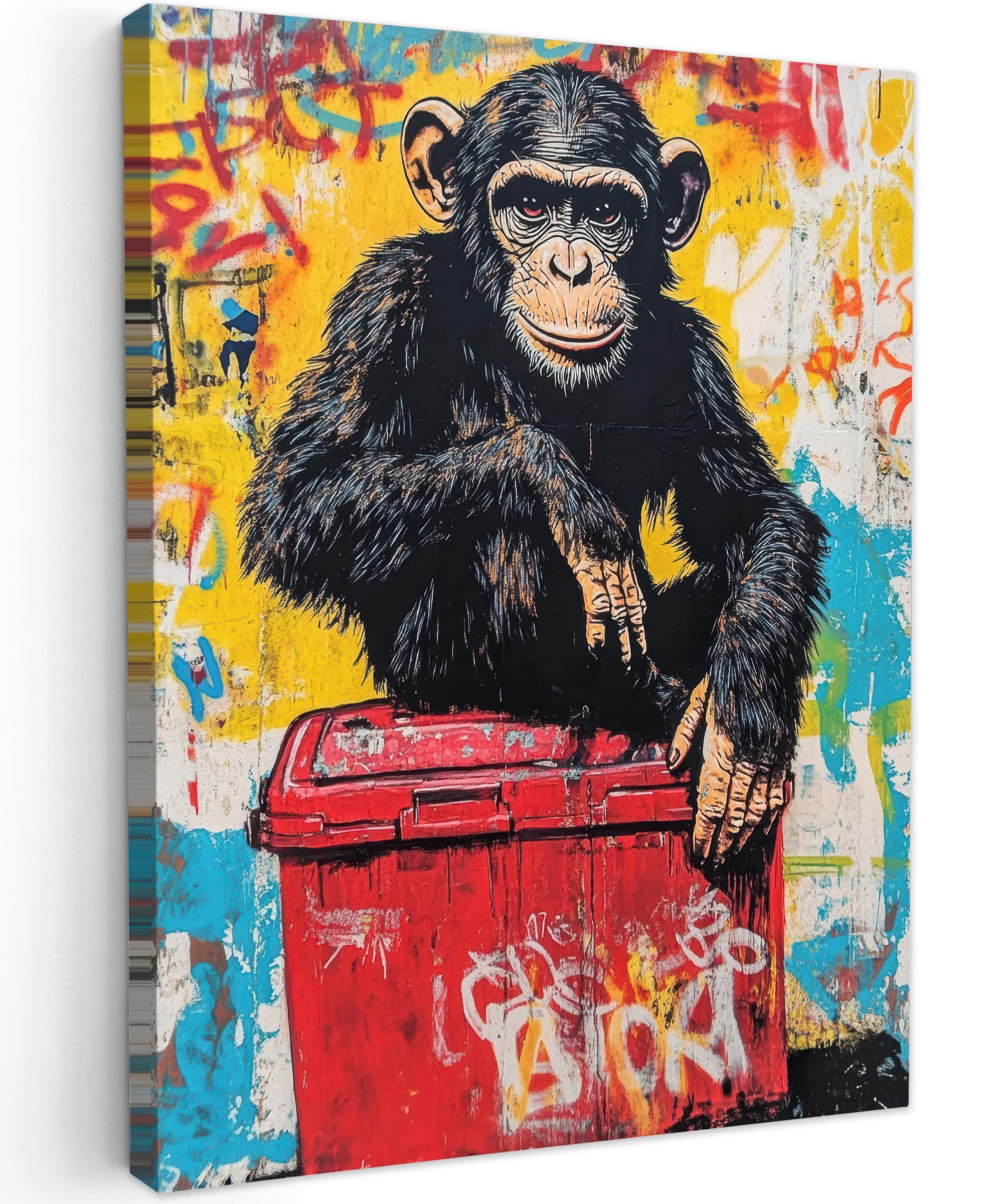 MuchoWow© Wandbilder 50x70 cm Schlafzimmer Home Deko Wohnung Bild Wohnzimmer Fotoleinwand Wand Bilder Leinwand Wall Decor Graffiti - Affe - Straßenkunst - Tiere