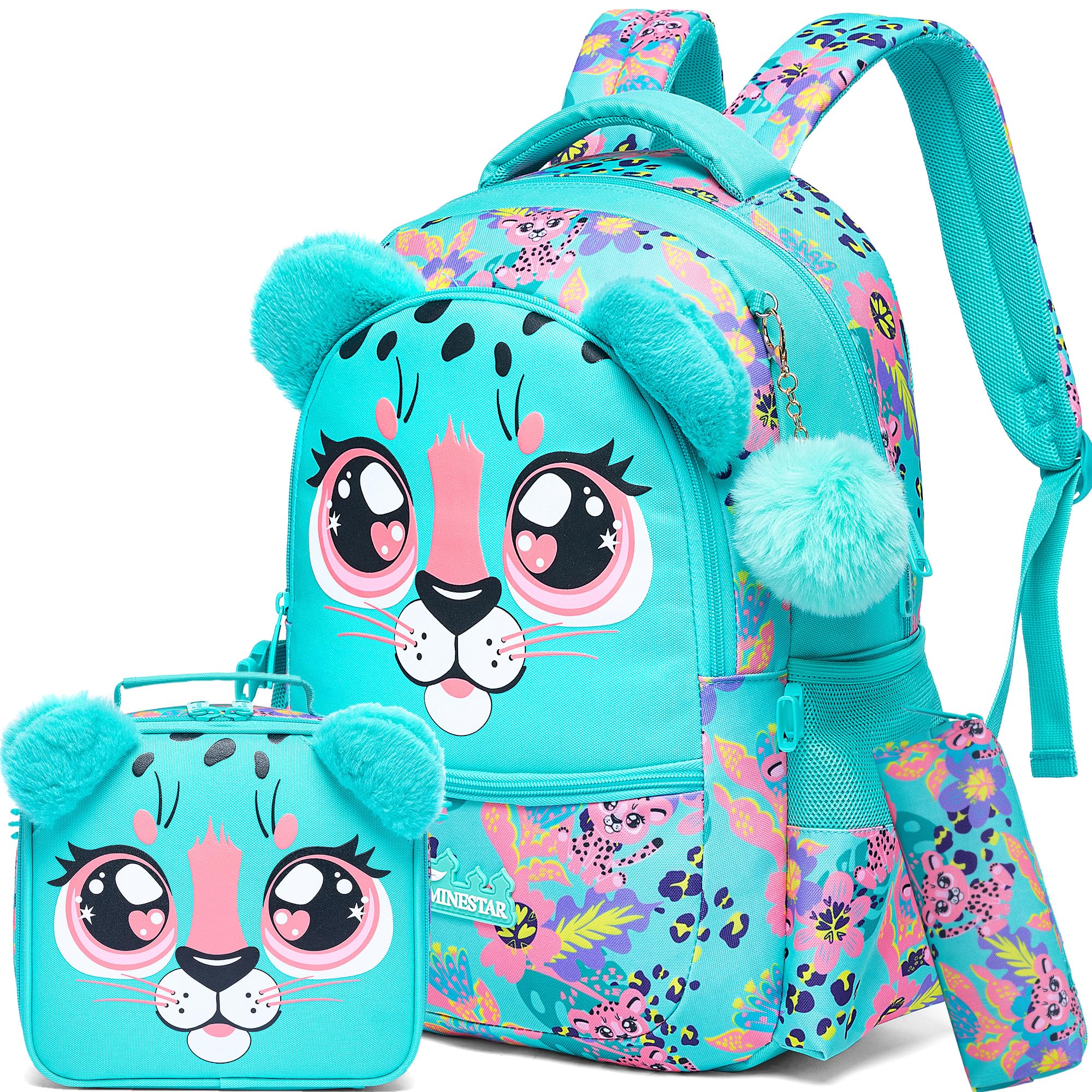 Meetbelify Kids Backpacks for Girls School Bag Cute Girls Backpacks Ages 8-10 with Lunch Box Bookbag Set Travel Backpack for Elementary Preschool Students
