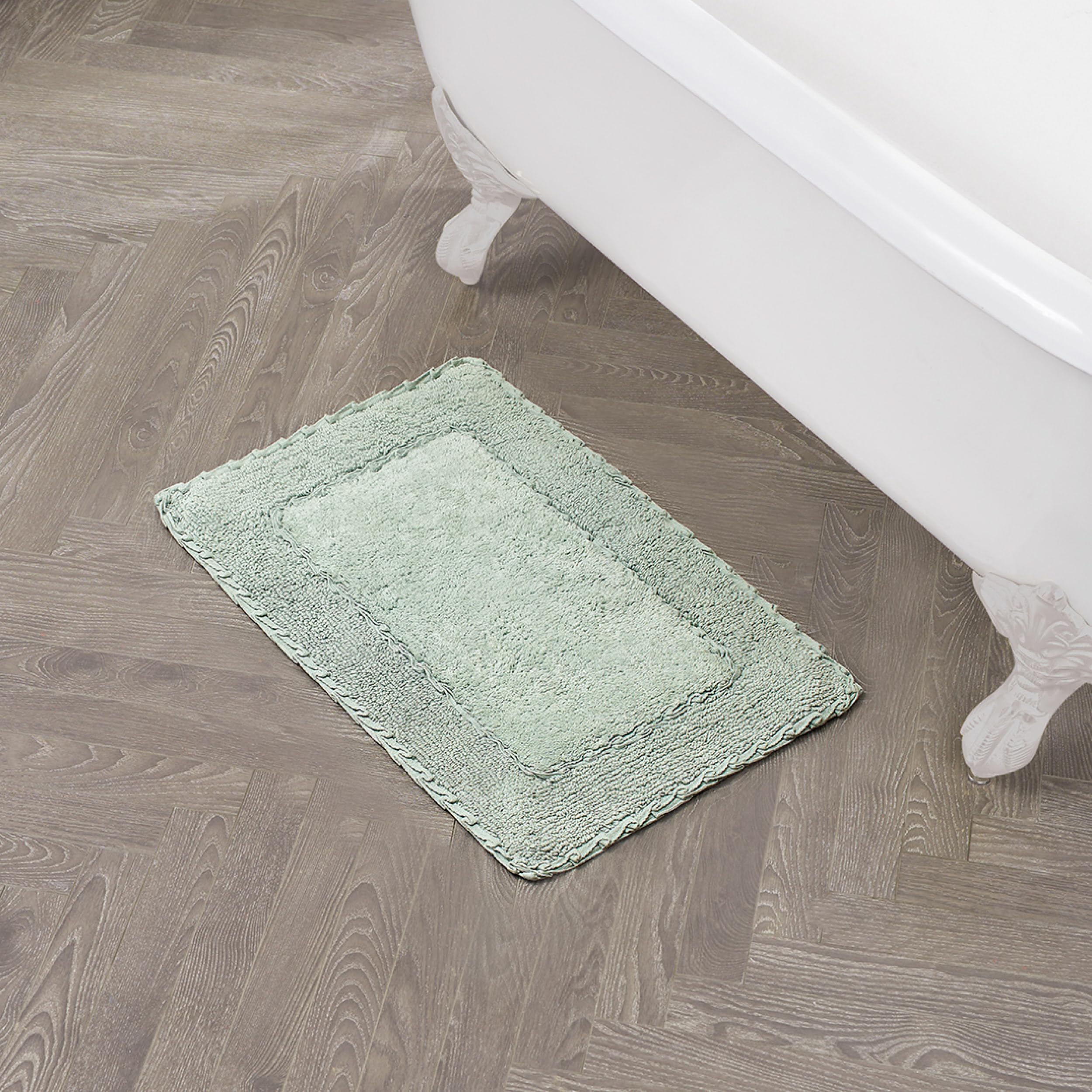 Laura Ashley Ruffle Border 100% Cotton Bath Rug, Sage Green, 17"x 24"