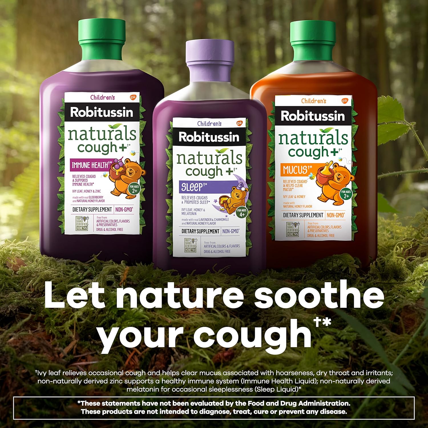 Children's Robitussin Naturals Cough Plus Sleep Dietary Supplement for Ages 4 Plus - 6.6 Oz and Cough Plus Immune Health Dietary Supplement for Cough Relief for Ages 2 Plus - 8.3 Oz : Baby