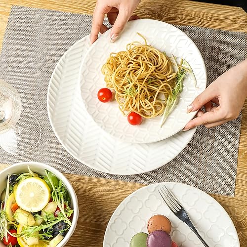 Miniatura 5 de Sureasy Dinnerware Sets 12 Pieces, Ceramic Plates and Bowls Sets, Service for 4, with 10'' Dinner Plates, 8.5'' Salad Plates and 5.9'' Cereal Bowls,