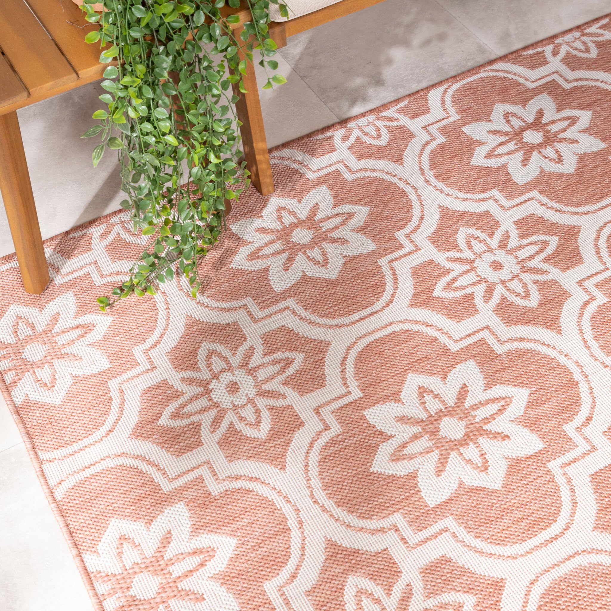 FRAAI | Home & Living Tapis d’extérieur – Rio Flower Rose - 120x170cm - Tapis Exterieur Resistant Pluie - Rectangulaire - Terrasse, Jardin, Balcon