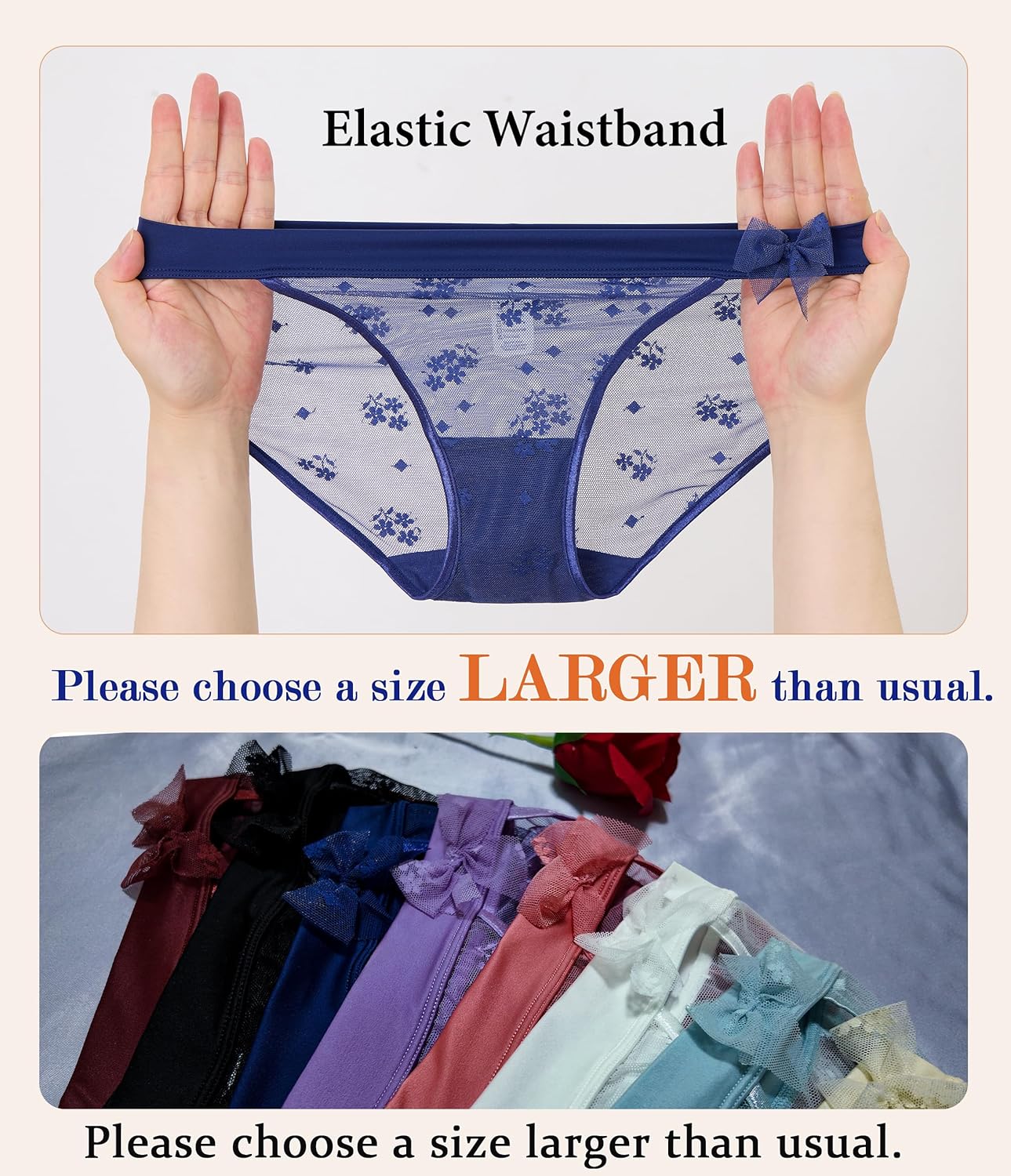 ANLIQI Womens Sexy Underwear Mesh See Through Bikini Panties Pack Hi Cut Briefs Sheer Lace String Lingerie Hipster for Lady - Image 5