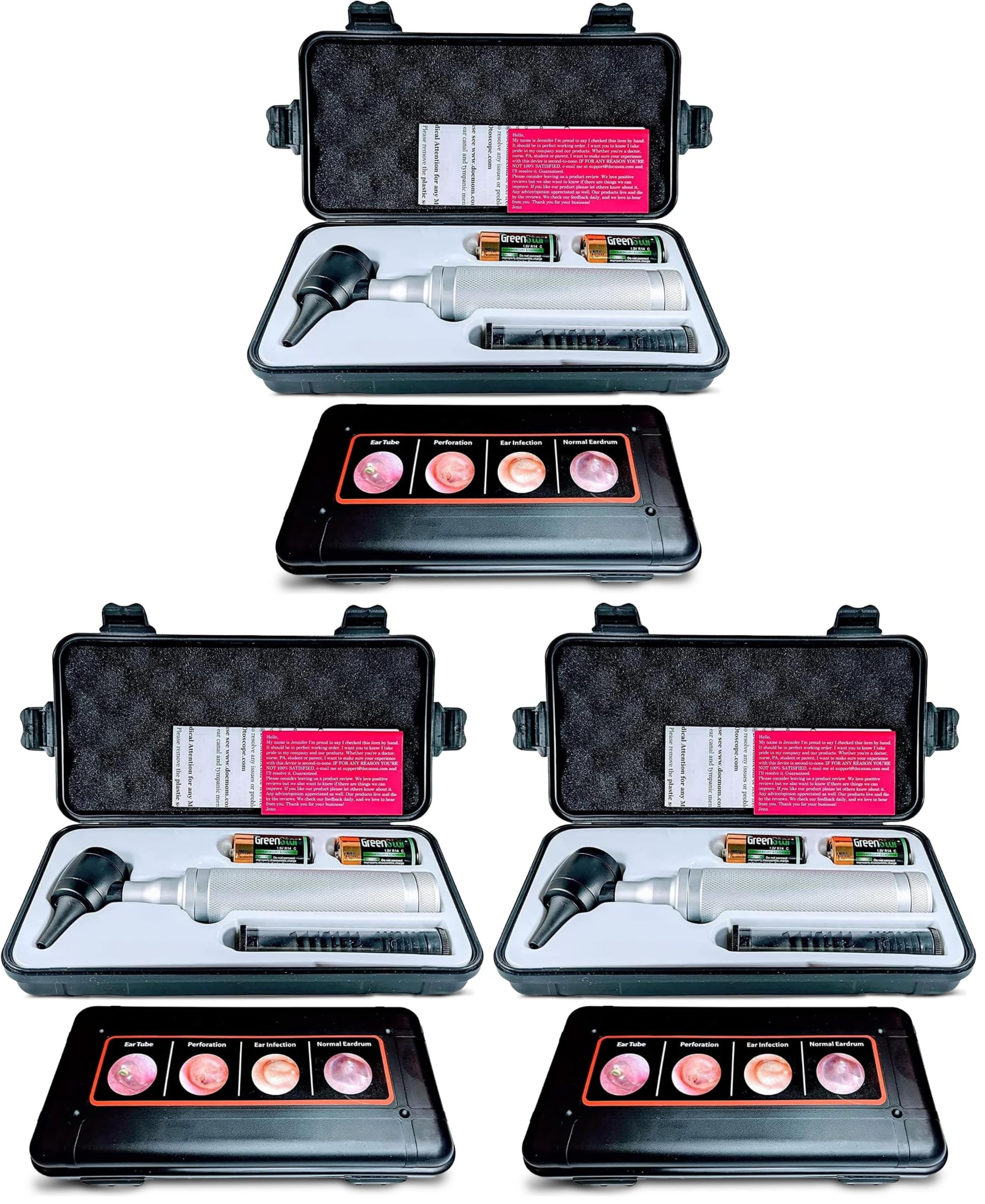 5th Gen Dr Mom Professional Otoscope - Full-Size with Our Largest Lens, Complete with Batteries and Hard Travel Case (Pack of 3)