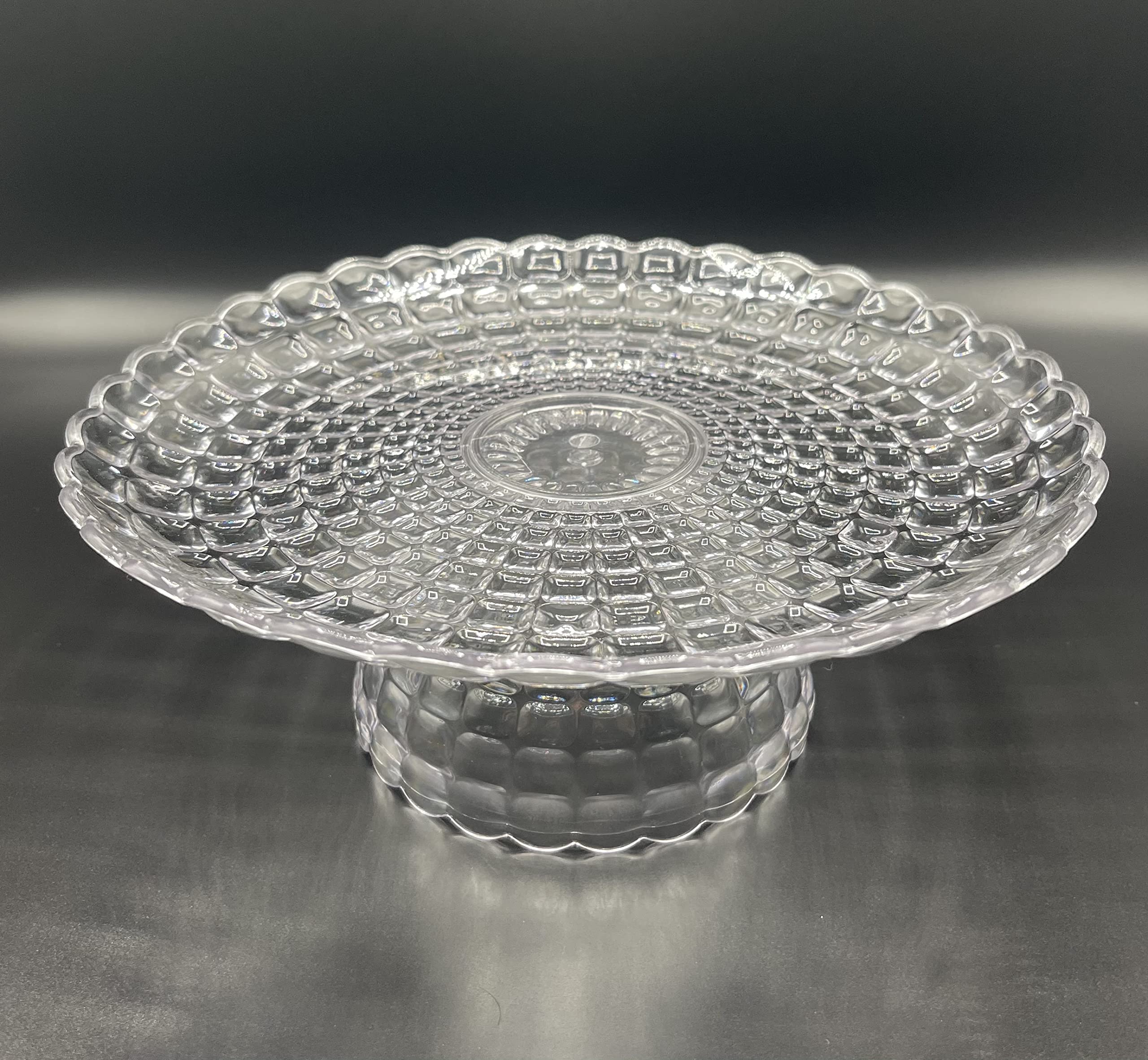 Emkay Transparent Clear Emkay® Cake Stand, Footed Cake Plate Server 24.5Cm X 9.5Cm - Clear - Dimple Collection