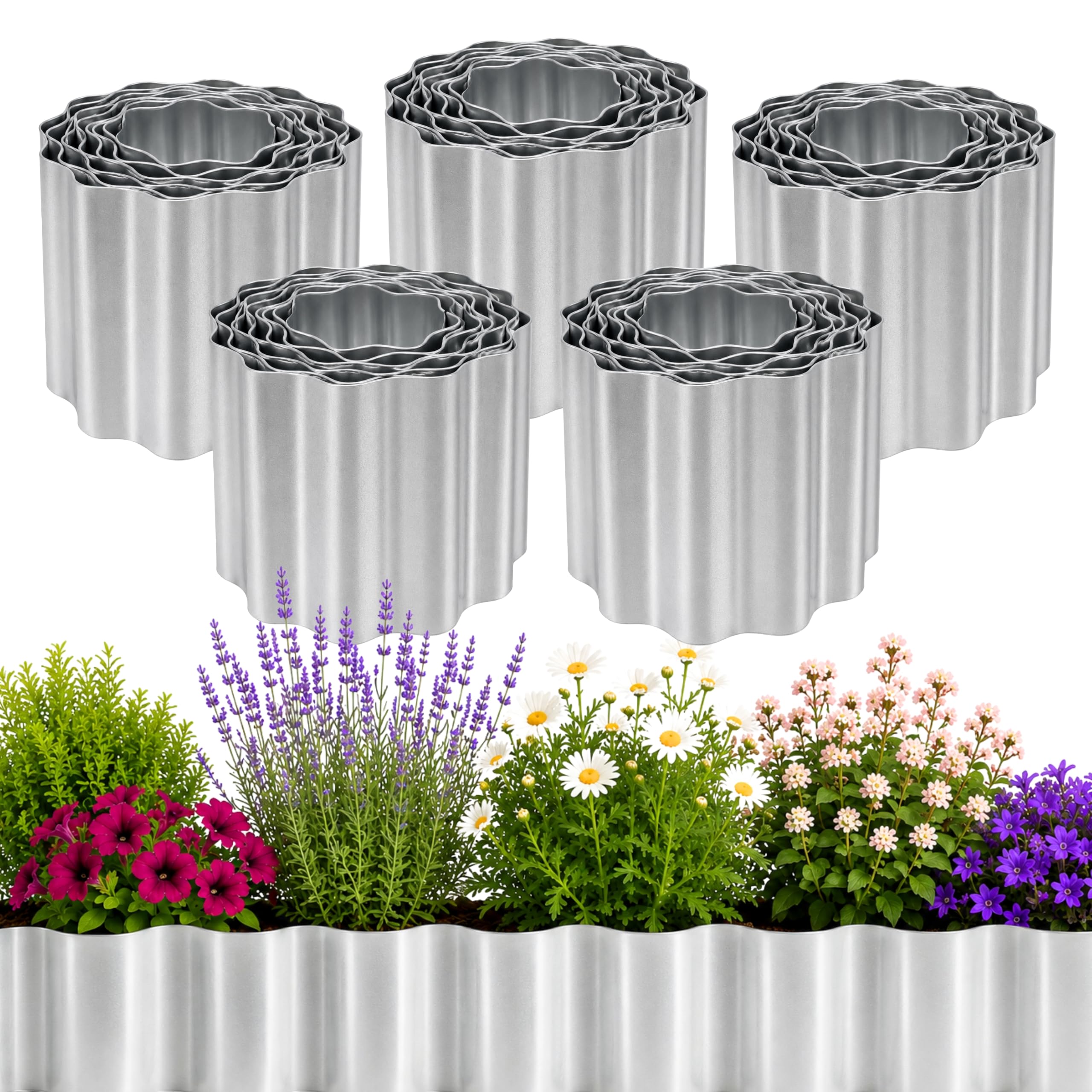 25m Galvanised Steel Garden Border Edging Roll 15cm x 5 Rolls
