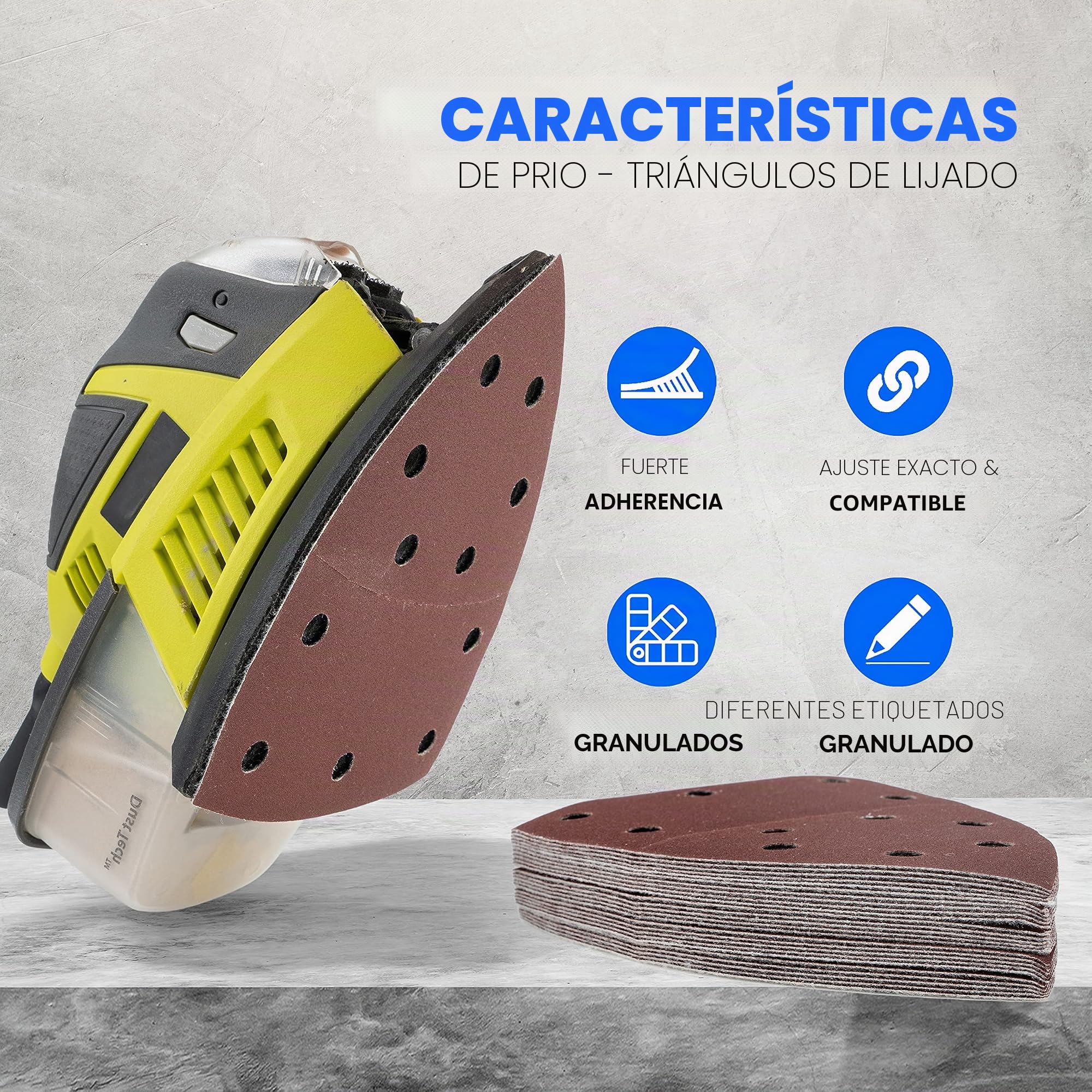 300 triángulos de lijado Prio, 11 orificios, 105 x 152 mm, 50 granos 40-60, 80-120, 180-240, para lijadoras múltiples, hojas de lija, almohadillas triangulares
