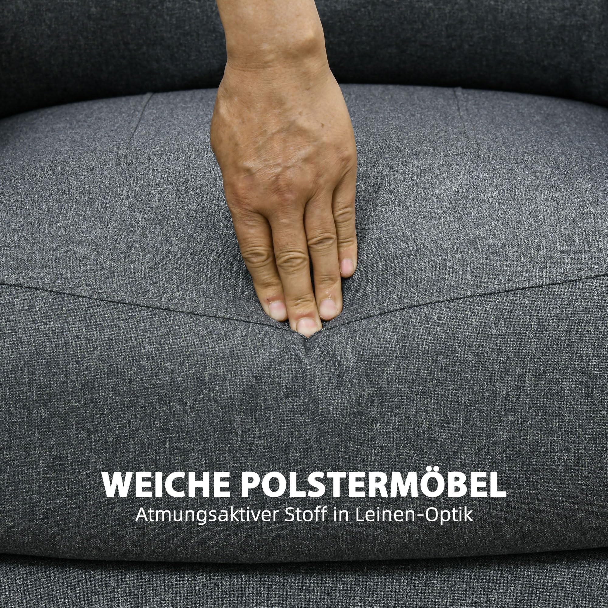 HOMCOM Relaxsessel Fernsehsessel mit Liegefunktion Liegesessel Sessel mit Verstellbarer Rückenlehne, Fußstütze TV-Sessel mit Leinenoptik für Wohnzimmer Schlafzimmer, Dunkelgrau