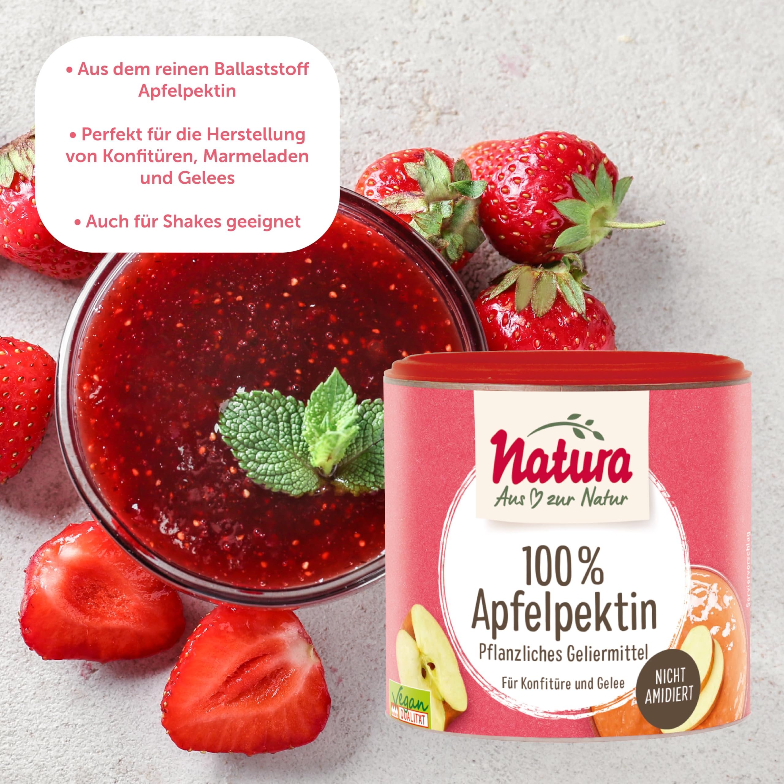 Natura 100% Apfelpektin – 200g – Pflanzliches Geliermittel ohne Zucker aus reinem Pektin – vegan und glutenfrei – Ideal zur Konfitüren- und Marmeladenherstellung