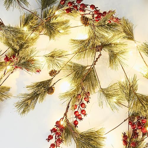 Miniatura 8 de MISSPIN Guirnalda de eucalipto con flores, 16 hermosas flores, decoración de guirnalda de eucalipto artificial y rosas, guirnalda floral para