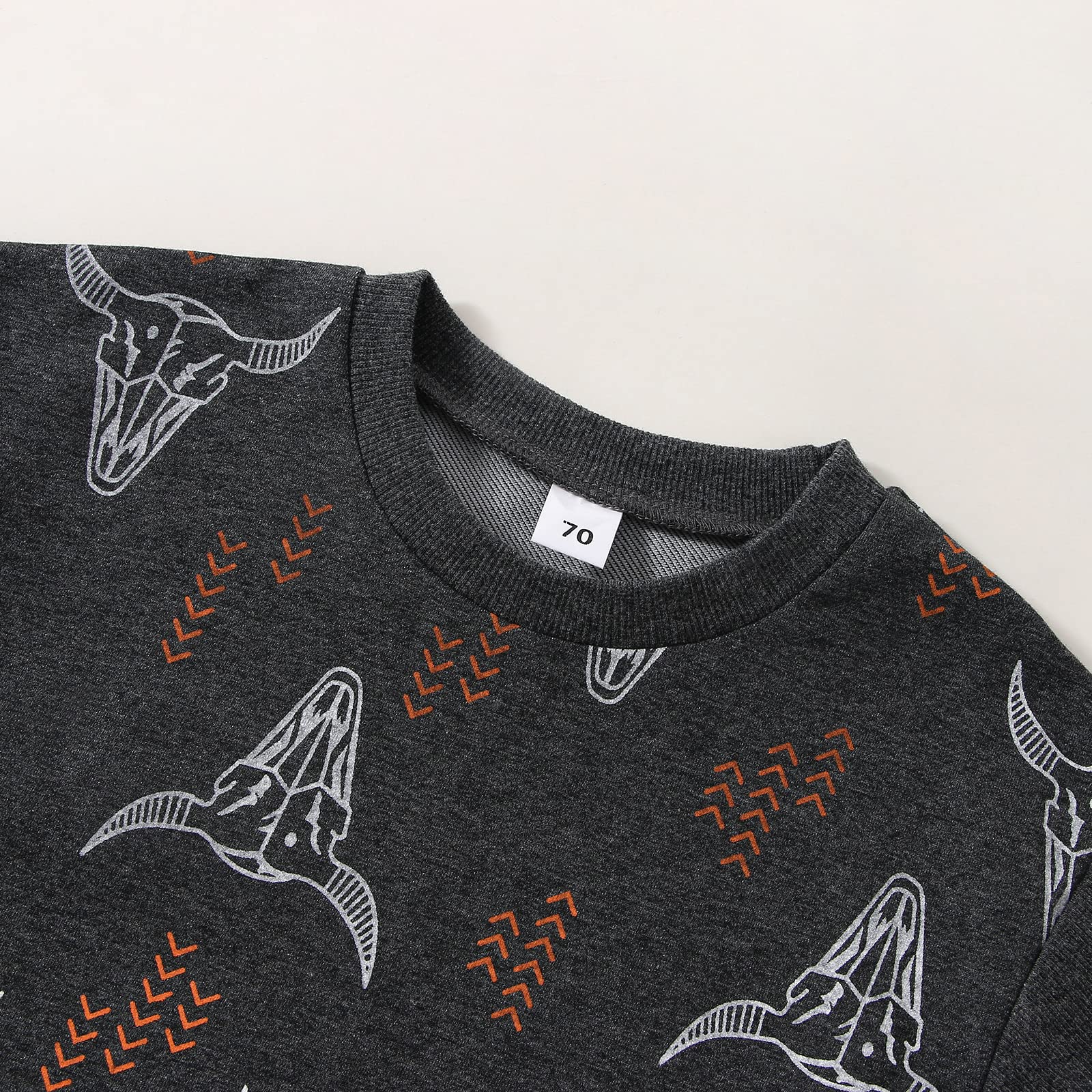 BOIBOKOKO Western Baby Boy Clothes Short Sleeve Cowboy T Shirt Top Cow Print Elastic Waist Shorts 2PCS Baby Summer Outfits (Grey, 0-6 Months)