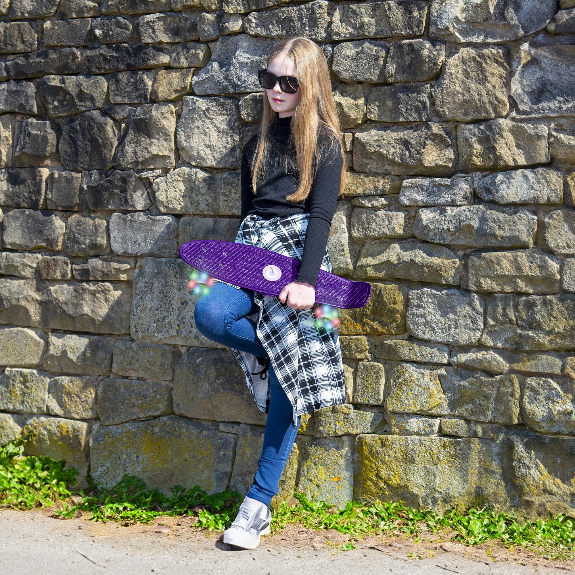EVO 22' Light Up Penny Board | Skateboard For Beginners Or Pro's | Light Up Wheel Skateboard For Kids & Teenagers | Mini Cruiser Complete Board | Suitable For All Aged 3+