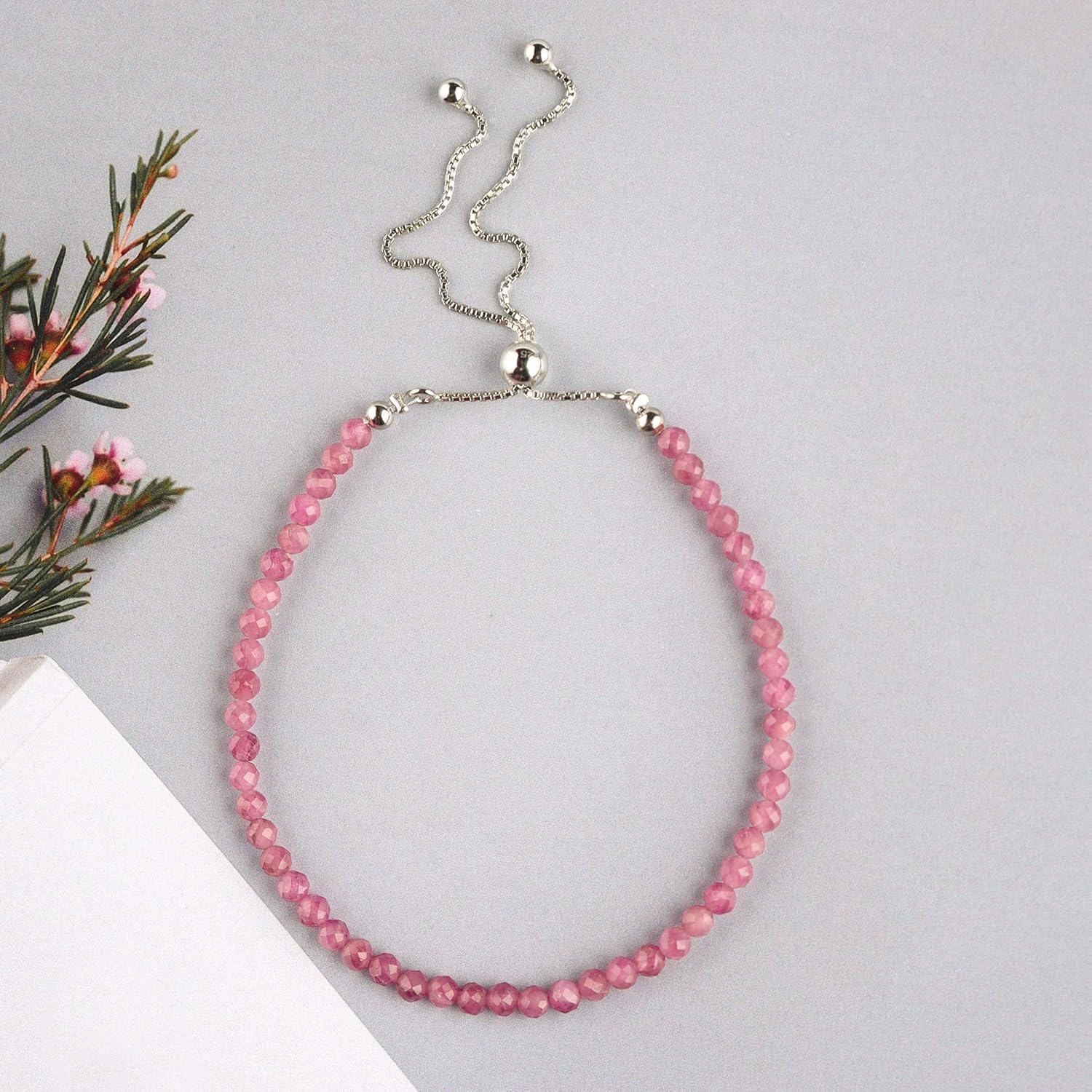 OdrillionGems Gemstones Bolo Bracelet 925 Sterling Silver Faceted Rounds Beads Handmade Minimalist Jewelry Healing Crystals Adjustable Slider Wedding Women Gifts - Image 4