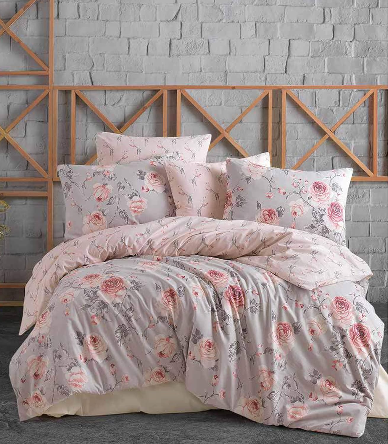 Cotton Sheets and Pillow Cases Bedding Set of 4, 100% Cotton Soft Bed Sheets with Matching Pillowcases, Comfortable Bedsheets, Renforce Flat Sheet and Fitted Sheet (Maison Pink, Twin)