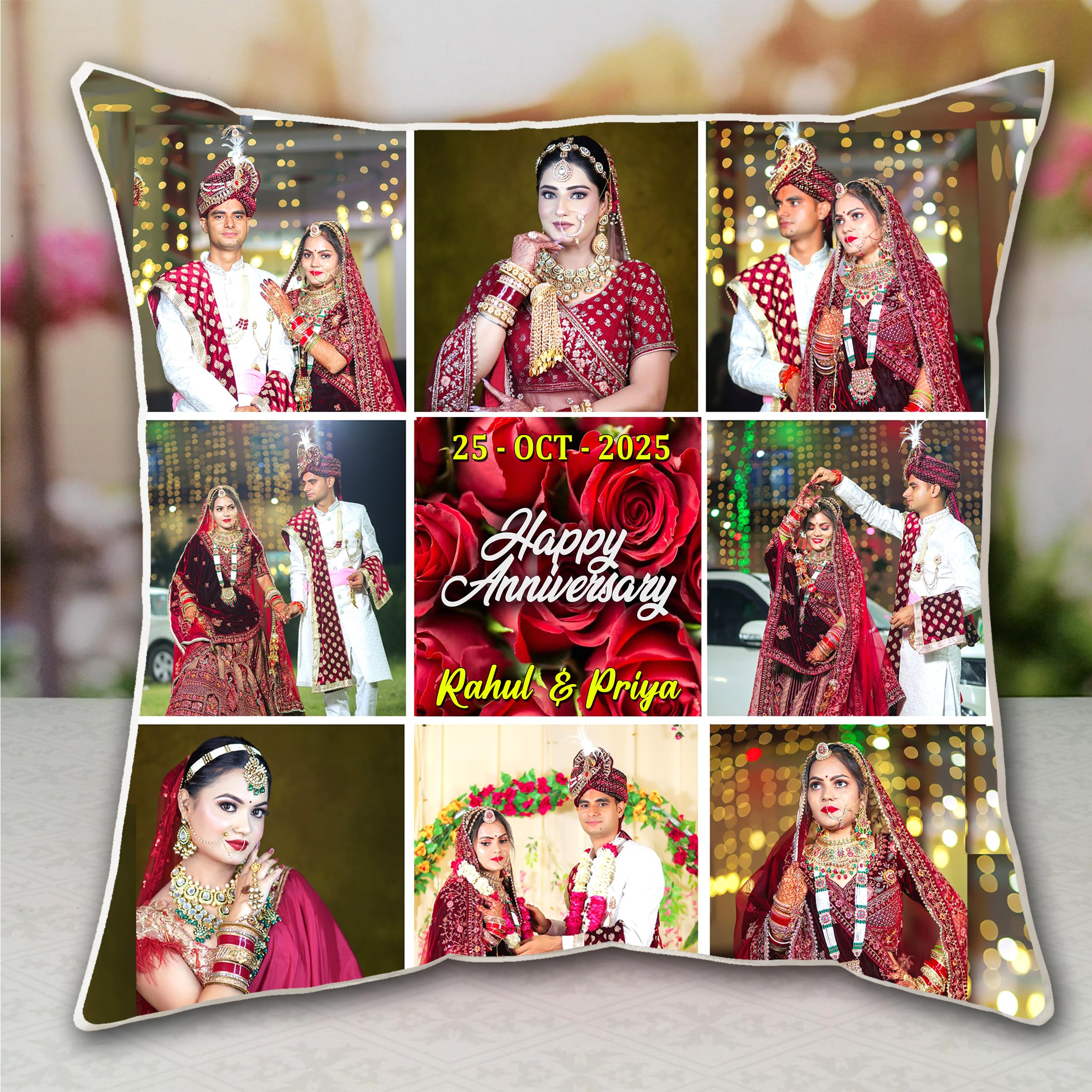 DPS Trends Personalized Photo Pillow, 12x12 Inch, Custom Cushion with Cover and Filler, Gift for Anniversary